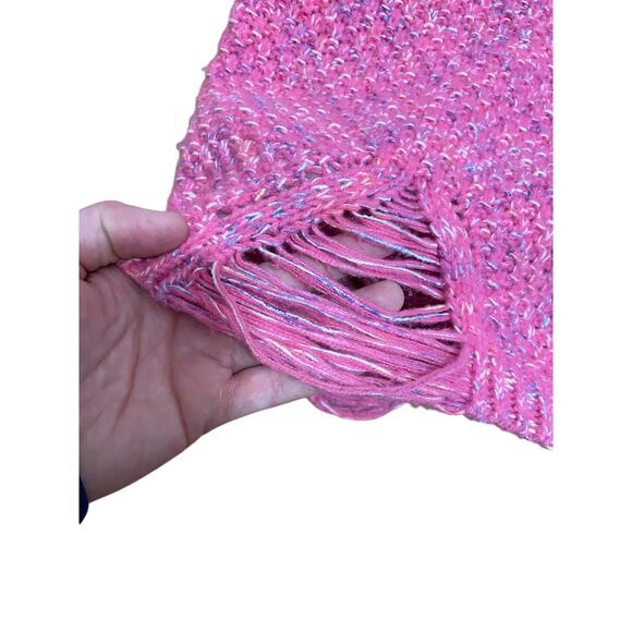 POL chunky pink boxy oversized cropped boho distressed sweater Women's Large - Picture 4 of 7
